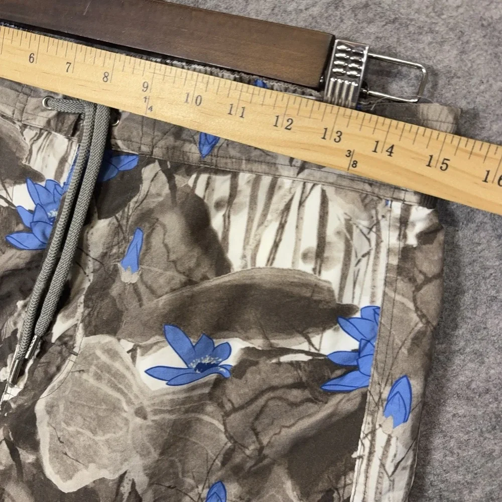 Zegna Sport Swim Trunks Shorts Mens Sz S Brown Blue‎ Tropical Floral Hibiscus